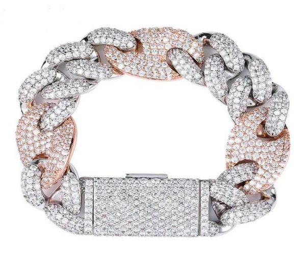 

20mm lock clasp link 79 inch bracelet iced out zircon bling hip hop men jewelry gift beaded charms bracelets8828273, Black