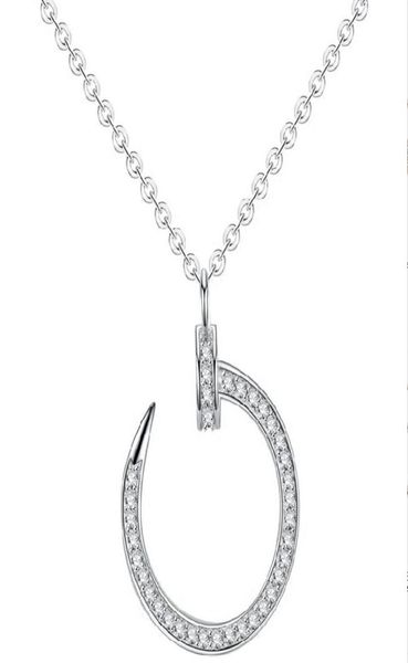 

branded sterling silver nail necklace fashion full diamond collarbone chain necklaces opp bag8157438, Golden;silver