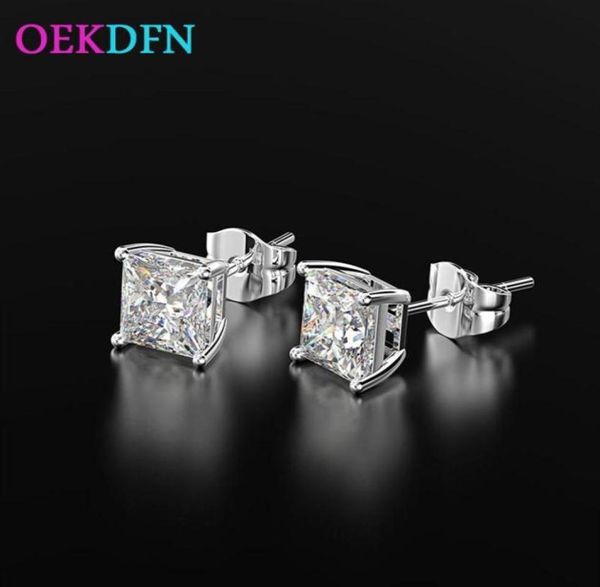 

stud oekdfn classic 100 925 sterling silver earrings created moissanite gemstone anniversary wedding fine jewelry gift247b7624429, Golden;silver