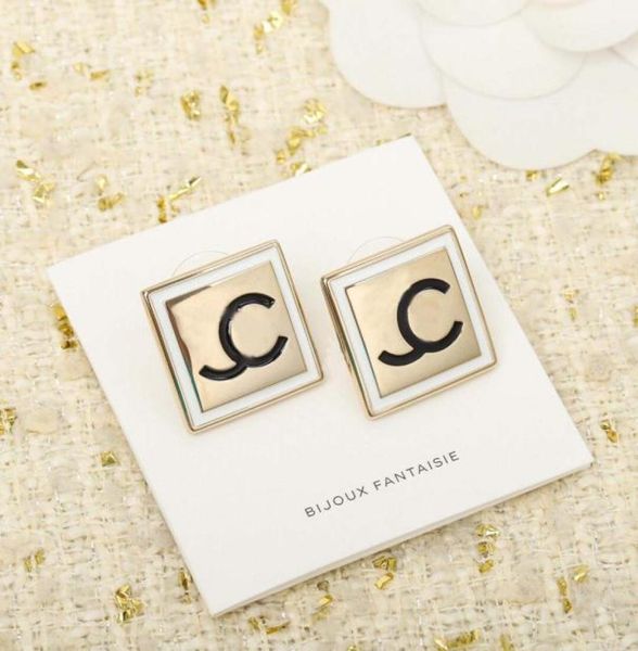 

stud earring in square shape with black and white enamel design fo women wedding jewelry gift have box stamp ps37067932754, Golden