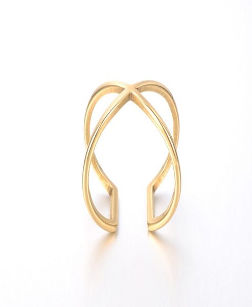 

2020 new trendy hollow shapae anniversary rings gold color stainless steel wedding ring jewelry for women anillo zr180627441186, Golden;silver