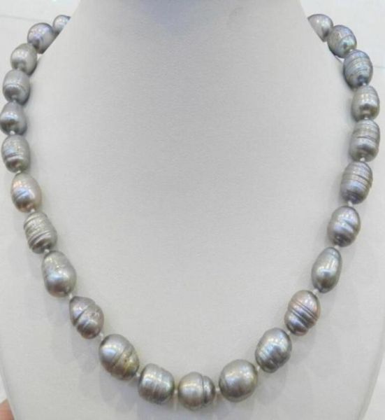 

18quot1112 mm round tahitian black green pearl necklace0121192723, Silver