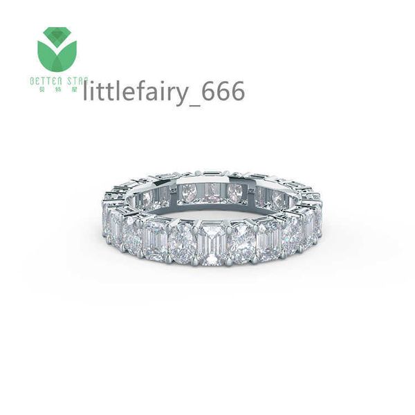 

luxurious pave lab grown diamond white gold ring igi certified oval emerald shape lab created diamond wedding ring fine jewelry, Silver