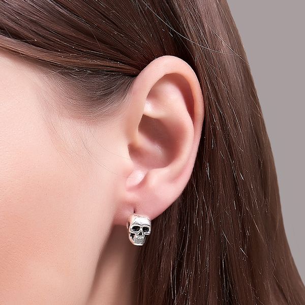 

halloween ghost head stud earrings gothic festival skeleton ear nail retro european copper earring jewelry wholesale ancient silver matte bl, Golden;silver