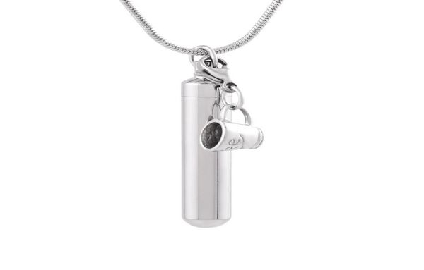 

ijd9872 stainless steel polish cylinder with cup accessories cremation memorial pendant for ash urn keepsake souvenir jewelry for 4100322, Silver