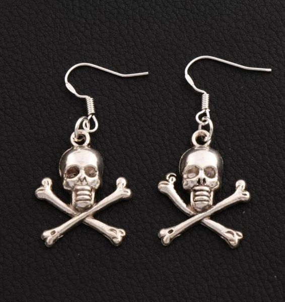 

pirate skull dangle chandelier earrings 925 silver fish ear hook 30pairslot e981 414x196mm8941122