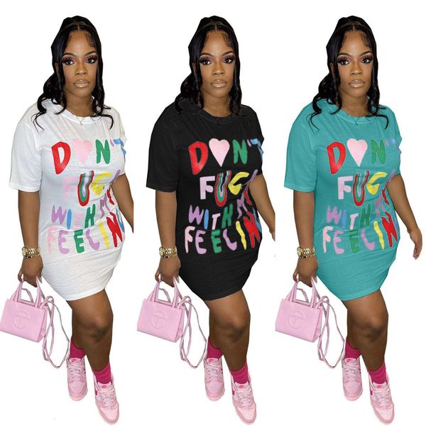 

summer fashion casual letter print slim fit dress, Black;gray