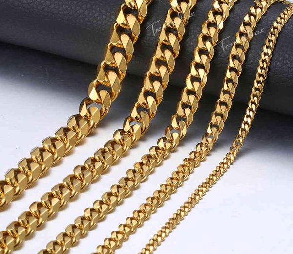 

necklaces mens stainless steel gold curb cuban link chain necklace for men jewelry gifts 311mm hknm1568974374, Silver