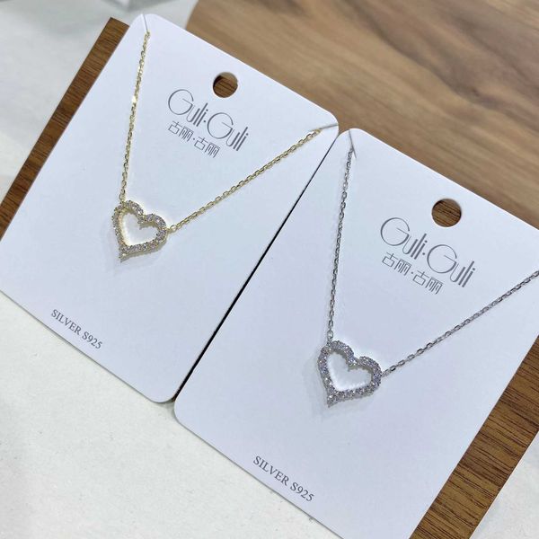 

high version guri new s925 silver tiffay love hollow collar chain sweet fashion necklace