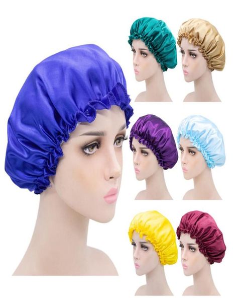 

solid color silk satin night hat hair care accessories women head cover sleep caps bonnet 10pcs2981689