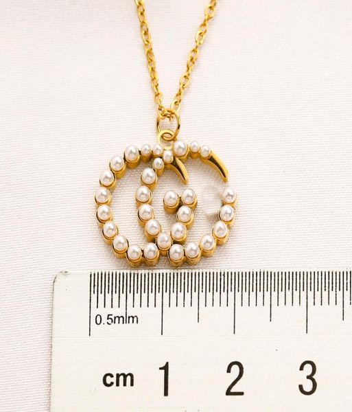 

never fading 14k gold plated luxury brand designer pendants necklaces stainless steel double letter choker pendant necklace chain 1588329, Silver