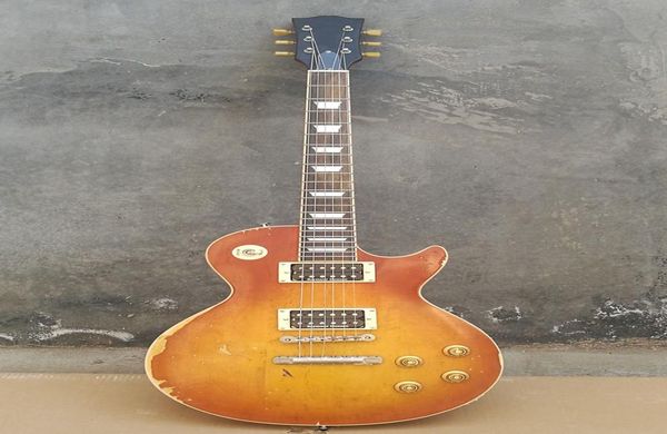 

aged quality electric guitar solid plain maple cap guitars mother of pearl inlayslash aged4130840