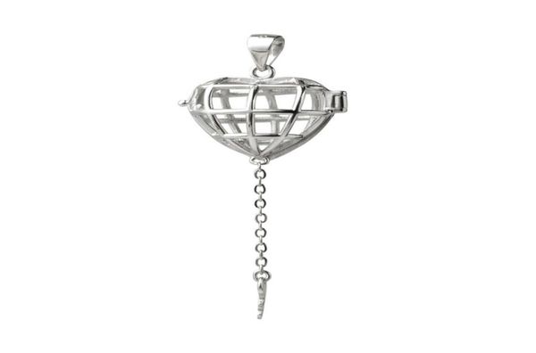 

gift cage 925 sterling silver lockets love wish floating pearl heart cage key pendant 5 pieces5247881