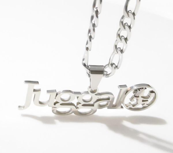 

mens jewelry punk silver letter juggalo pendant necklace stainless steel icp hatchetman charms chain 4mm24 inch6483211