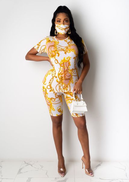 

2023 summer new women's two-piece sports elastic women's short-sleeved shorts + shorts set 2207, White