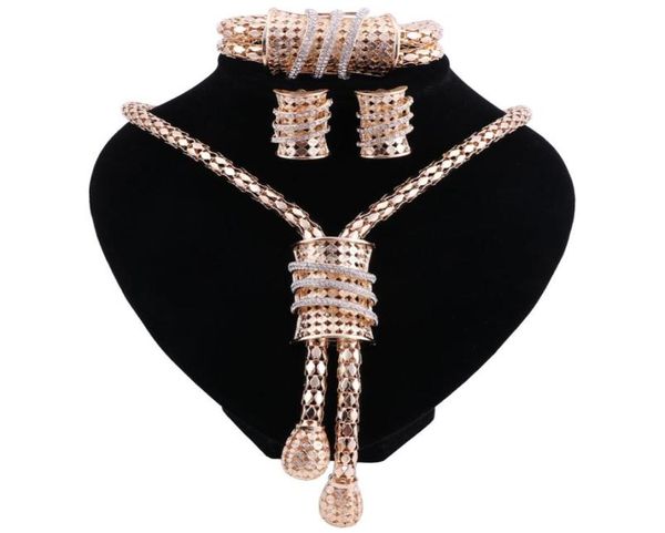 

new bridal jewelry set goldcolor crystal necklace earrings bracelet for indian women039s clothing jewelry sets gift7420868, Slivery;golden