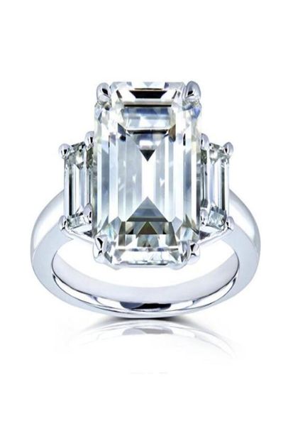 

1ct2ct3ct white gold three emerald cut fashion moissanite ring with certificate2243849, Slivery;golden