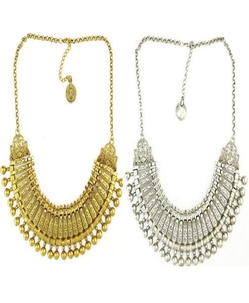 

idealway new vintage style silver retro golden carving round charm balls zamac jewelry statement choker collar necklace6377888, Golden;silver