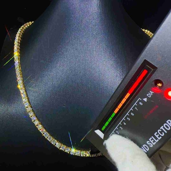 

2023 selling hip hop iced out jewelry s925 3mm loose synthetic gemstones moissanite diamond tennis necklace, Silver
