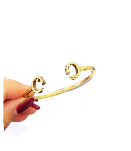 

open letter bracelet bangle womens retro style designer bangles bracelets slippery jewelry gift original package1702015, Black