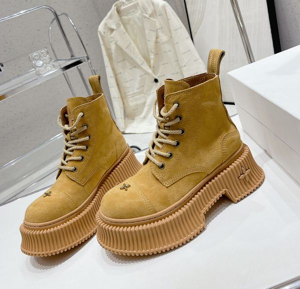 

boots designer women platform sheepskin suede fashion motorcycle boots quality high heels quality walk show martin boots, Black