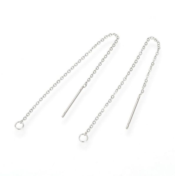 

304 stainless steel pull through threader earring dangle diy jewelry findings2023460, Silver