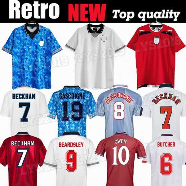 

1982 1986 2002 2008 england retro soccer jersey 1990 1994 1992 1996 1998 beckham shearer gascoigne owen gerrard scholes football shirt unifo, Black