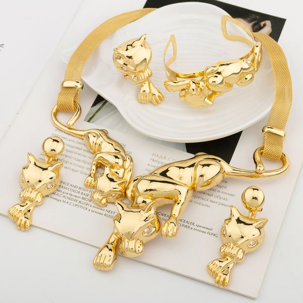 

wedding jewelry sets earrings bracelet fashion african classic necklace gold plated ring pendant dubai party gift 230717, Slivery;golden