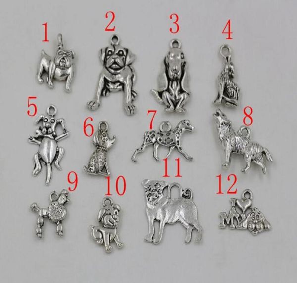 

sell 120pcs antiqued silver mixed dog charm pendant jewelry diy 12 style1513808, Bronze;silver