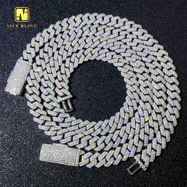 

real gold plated 8mm cuban link chains hip hop jewelry 925 silver moissanite cuban necklaces bracelets