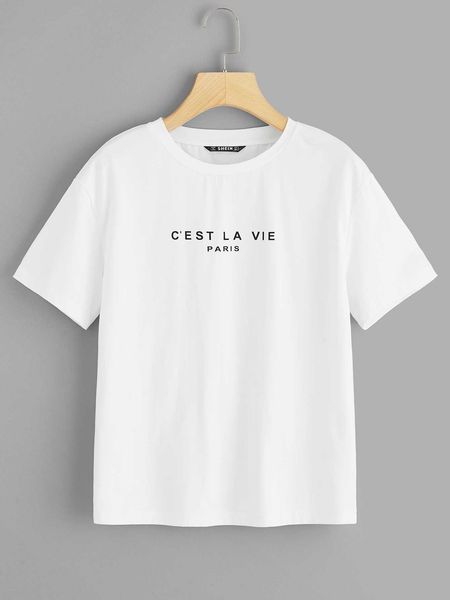 

women's fashion t-shirt paris graphic short sleeve, White