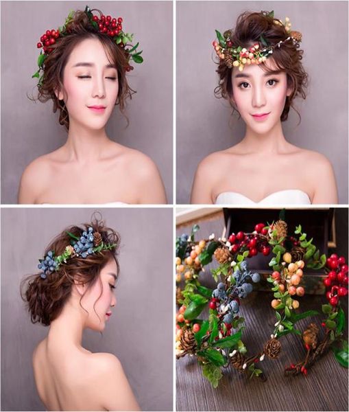 

colorful fruit mori style headpieces for bridal vintage wedding accessories boho summer beach girls hairpins chapeau mariee6920891, Silver