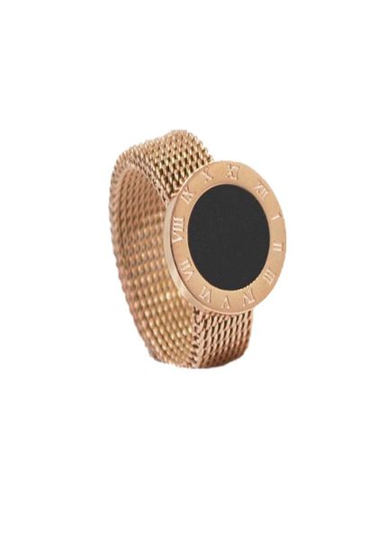 

new arrivals rose gold color titanium steel roman numerals woven mesh ringdrop holiday gift4970441, Silver