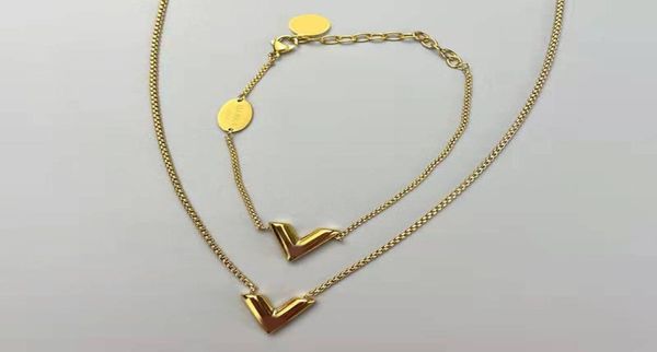 

designer039s new classic v letter bracelet necklace celebrities instagram wind versatile fashion6024175, Silver