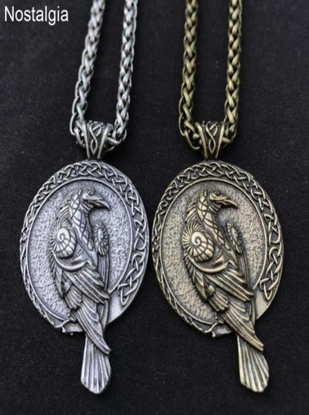 

pendant necklaces odin raven talisman amulet viking necklace wicca bird goth jewlery runes neckless wiccan pagan men women accesso4161515, Silver