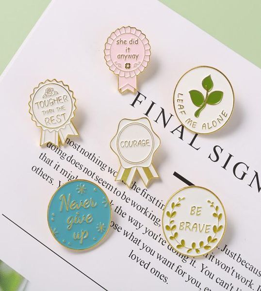 

cute letter courage be brave brooches pin for women men fashion dress coat shirt demin metal funny brooch pins badges promotion gi4487896, Gray