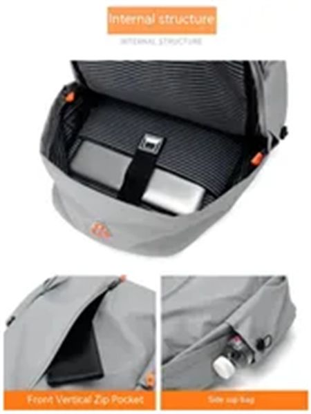 

fashion men backpack reflective design school bag for boys trendy headphone hole travel bags waterproof large capacity bookbags a4, Black