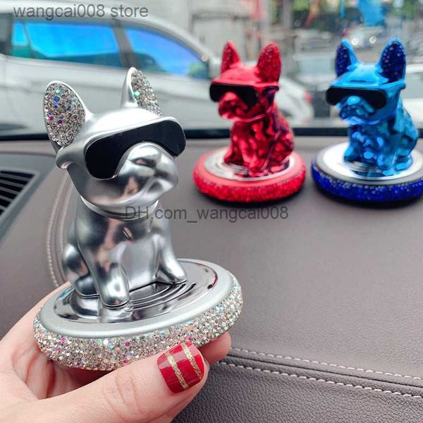 

interior decorations car ornament swing doll metal french bulldog with solid diamond perfume purified the car inside air condition nice car