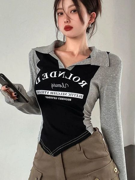 

women's t-shirt vintage y2k t shirts women harajuku long sleeve kpop tees slim irregular aesthetic korean fashion streetwear t-shirts 2, White
