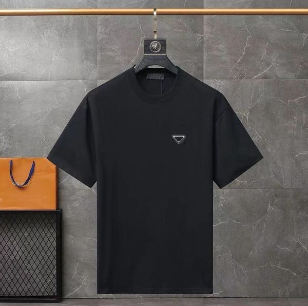 

mens casual t-shirts cotton embroidered logo t-shirt short sleeve designer women and men triangle round neck t-shirts tees couples tees clot, White;black