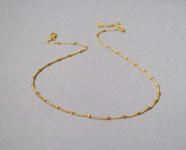 

brass beaded chains in gold silver basic chain chockers thin necklaces6179886