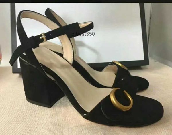 

make sandals ggly shoes european leather classic dress luxury heel style gold letter women's to sandals rubber fashion outsole more col, Black