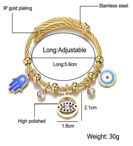 

2021 fashion blue eyes evil eye stainless steel gold men and women friendship couple bracelet turkey middle east charm charming br1873725, Golden;silver