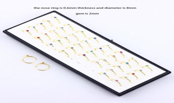 

steel nose hoop rings whole body jewelry crystal nose studs pin piercing 120pcs for women men2410956, Silver