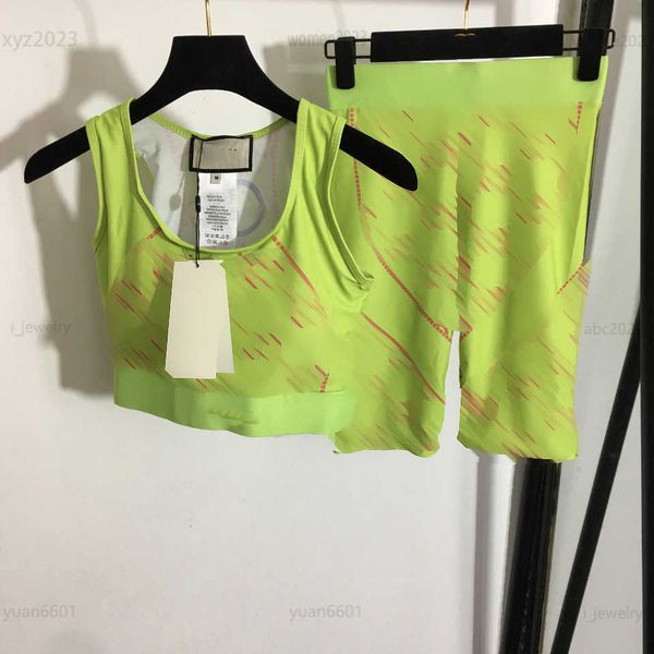 

womens sports suit designer tracksuits yoga exercise set size s-l 2pcs letter printed round neck vest and quarter shorts july13, Gray