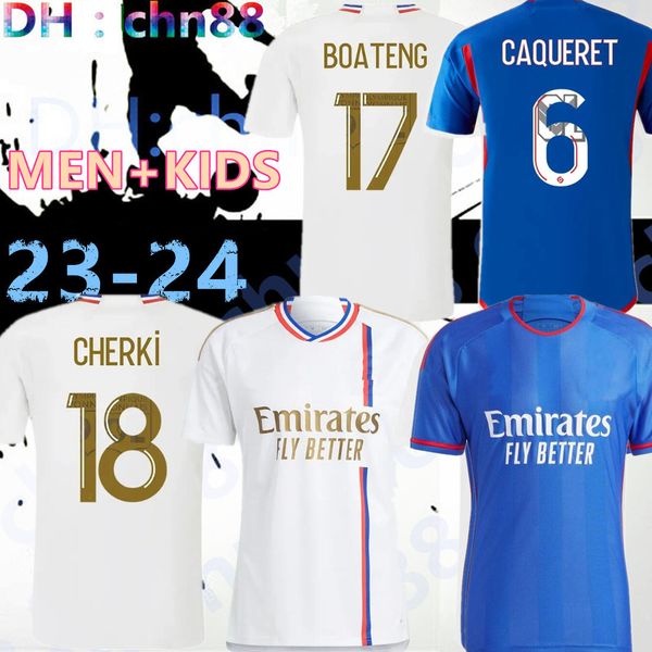 

maillot lyon soccer jerseys olympique lyonnais foot kids kit 2023 2024 football shirt 23 24 home away training player version tolisso aouar, Black;yellow