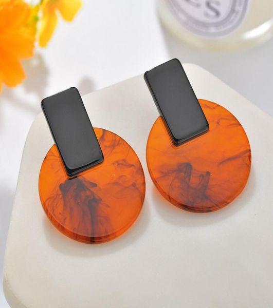 

amber color round sheet acrylic earrings black rectangular resin dangle earrings women fashion statement wild jewelry supply manuf1098142, Silver