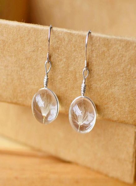 

dandelion dried flowers charm earring 6 colors real daffodils flower earrings glass ball pressed dangle earing jewelry gift wholes7261212, Golden