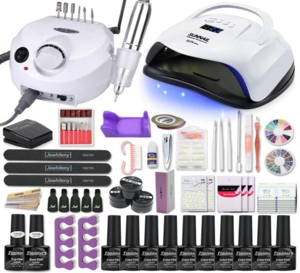 

manicure set acrylic nail kit with 1208054w nail lamp 35000rpm drill machine choose gel polish5477786