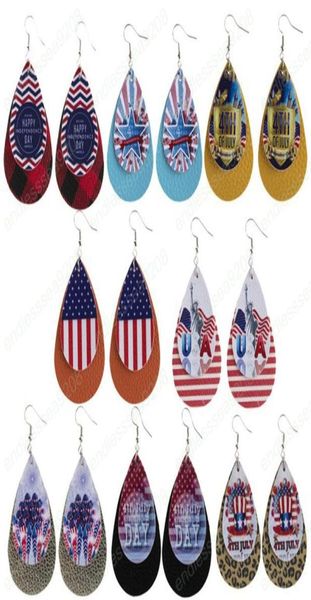 

american flag printing earrings double layers earring leaf pu leather statue of liberty drop eardrop for women jewelry accessories1389639, Silver